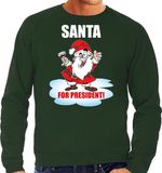 Bellatio Decorations Santa for president Kerst sweater / Kerst trui groen voor heren - Kerstkleding / Christmas outfit XL