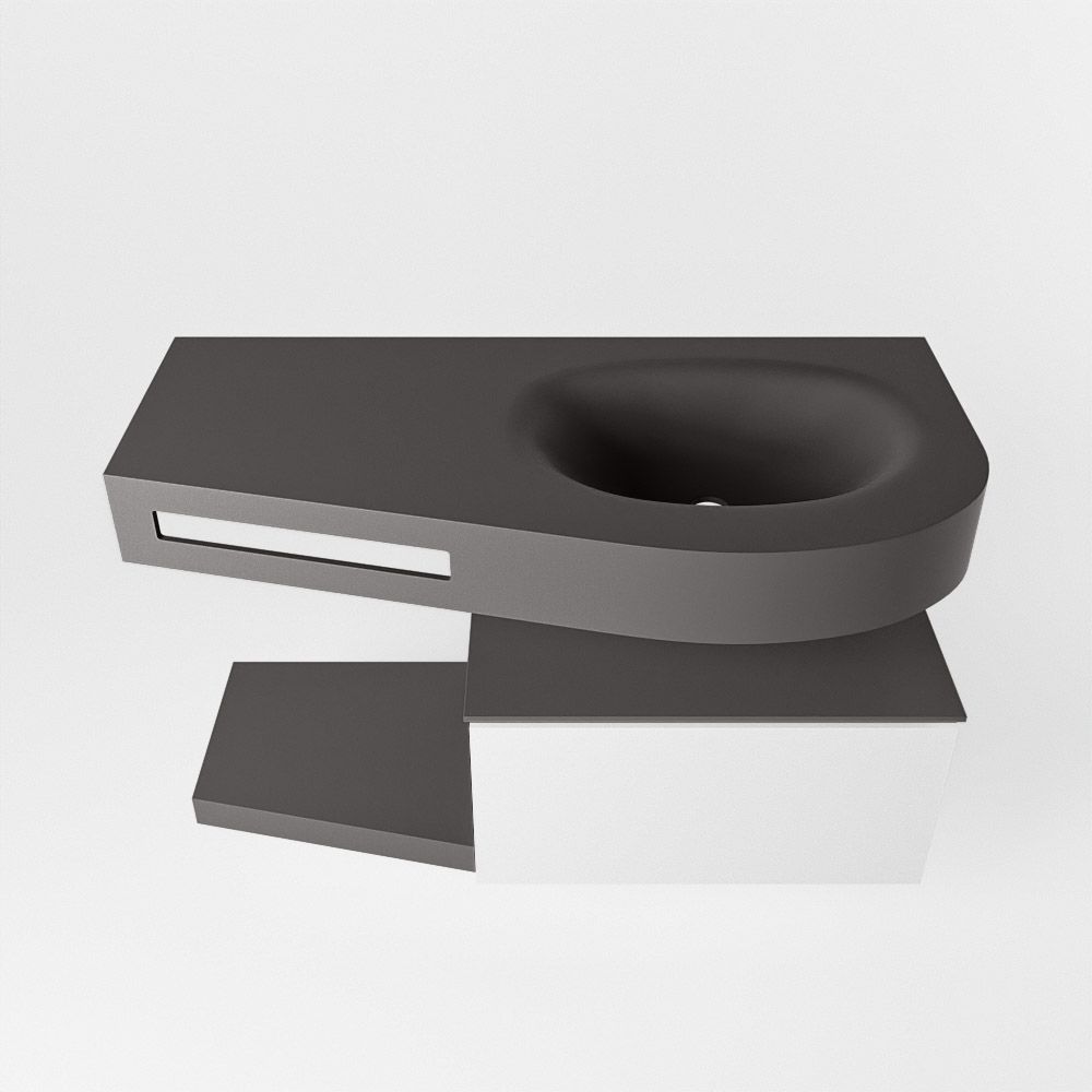 Mondiaz Riva Dulcet badkamermeubel rechts 100 dark grey en talc - 100x50x53cm