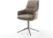 Chaise de salle à manger Zelia-Flex avec accoudoir piètement croisé microvelours graphite taupe vintage pivotant à 360° fonction basculante noyau à ressorts ensachés