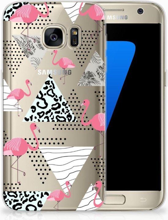 TPU Siliconen Backcover Samsung Galaxy S7 - Flamingo Triangle