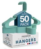 Utopia Home 50 stuks plastic hangers ruimtebesparend, duurzame hanger met schoudergroeven, Aqua