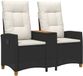 vidaXL Ligbank met tafel, 2-zits, 126 x 65 x 112 cm, polyrotan, zwart en crèmewit