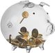 Ruhhy Spaarvarken spaarpot - glas - transparant - geld sparen - H12 x H18 cm