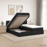 vidaXL Ottoman Bed with Mattress and Headboard, 2-piece, Black, Fabric