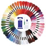 Romon Borduurgaren, kruissteekdraden 50 strengen katoenen borduurgaren haakdraad, vriendschapsarmbanddraden voor ambachten, regenboogkleur met gratis borduurnaalden, floss klossen