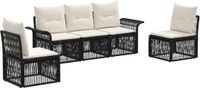 vidaXL Tuinbank Set 5-zits Zwart Polyrattan