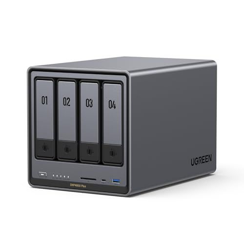 UGREEN NASync DXP4800 Plus, 4-bay desktop NAS, Intel Pentium Gold 8505 5-core processor, 8 GB DDR5 RAM, 128 GB SSD, 1 x 10 GbE, 1 x 2,5 GbE, 2 x NVMe M.2 slots, HDMI 4K (zonder schijf)