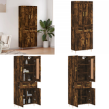 Buffet Haut Chêne Fumé 69,5x34x180 cm Bois d'Ingénierie