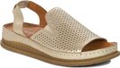Maciejka Sandales en cuir dorées avec fermeture à bride, design ouvert, bout rond et talon de 4 cm