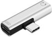 DrPhone DuoJack – USB-C naar 3,5 mm Audio Adapter met USB-C Laadpoort – Gelijktijdig Opladen – Zilver