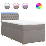 vidaXL Boxspringbed met matras, taupekleurig, 120x190 cm, met stoffen bekleding