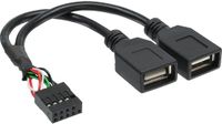 InLine Pin Header adapter USB2.0 (v) - 2x USB-A (v) - 0,15 meter