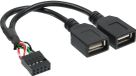 InLine Pin Header adapter USB2.0 (v) - 2x USB-A (v) - 0,15 meter