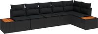 vidaXL Banc de jardin 6 places polyrotin noir