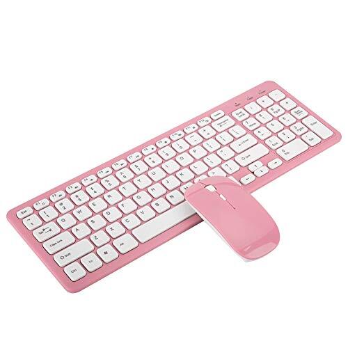 Huairdum Draadloze muis en, Office-toetsenbord, micro-USB-ontvanger 96 toetsen toetsenbord draadloze muis, toetsenbord-muiscombinatie, voor computer(Wireless pink suit)