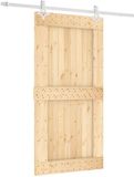 vidaXL Schuifdeur, natuurlijke kleur en wit, 100 x 210 cm, massief dennenhout