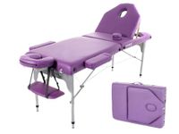 QUIRUMED Inklapbare massagemat van aluminium, 186 x 66 cm, overtrokken 14 cm, violet