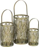 3198 Lykta Kaarshouder Gouden Metaal 13 x 13 x 23 cm (3 Stuks)