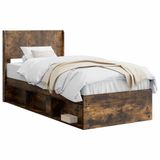 vidaXL Bedframe met opbergruimte en hoofdbord Gerookt eiken