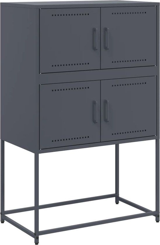 vidaXL Dressoir - 68,5x38,5x107 cm - Staal - Antracietkleurig