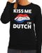 Bellatio Decorations Kiss me I am Dutch sweater zwart dames - feest trui dames - Holland kleding XS