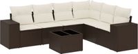 vidaXL 7-delige Loungeset met kussens polyrattan bruin
