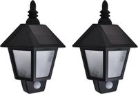 Prolenta Premium Solar-wandlampen 2 st met bewegingssensor zwart