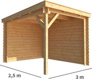 Merkloos Overkapping Els 300 cm bij 250 cm diep Lessenaarsdak bruin