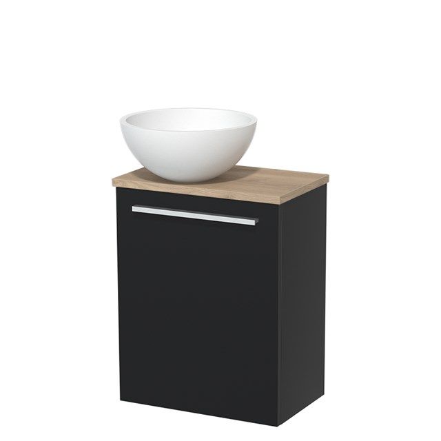 Maxaro Toiletmeubel Modulo Mat Zwart 41 cm Lichtbruin Eiken