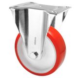 WAGNER soft-bokrol - diameter Ø 100 mm, bouwhoogte 125 mm, staal verzinkt, rood/wit, aanschroefplaat 85 x 105 mm, draagkracht 75 kg - 04880001