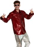 Partychimp Shiny Disco Shirt Rood voor Heren
