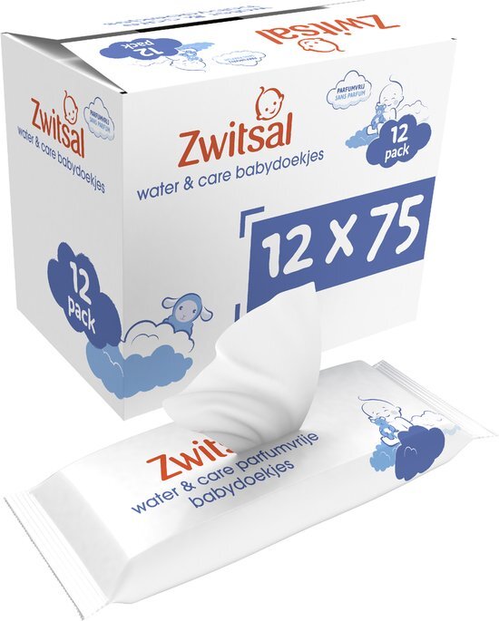 Zwitsal Water &amp; Care Billendoekjes Parfumvrij - 900 doekjes - Voordeelverpakking