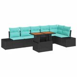 vidaXL Tuin Eettafel Set 7-delig 6 zitplaatsen Zwart en Blauwgroen