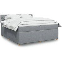 vidaXL Sommier à lattes de lit avec matelas Gris clair 200x200cm Tissu