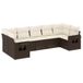 vidaXL 7-delige Loungeset met kussens, polyrattan, bruin