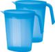 Juypal pichet/carafe d'eau - 2x - bleu - 1,75 litre - plastique - L22 x H20 cm - avec couvercle