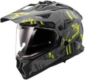 LS2 MX702 Pioneer II Crazy Mat Zwart Fluo Geel Adventure Helm - Maat XXXL