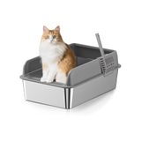 Wintem Kattenbak van roestvrij staal met spatdeksel en schep