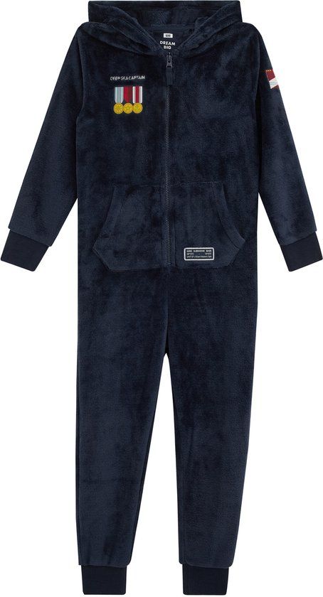 WE Fashion Jongens fleece onesie met patches