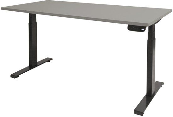 Schaffenburg Zit Sta Bureau - T-poot Elek 180x90 grijs -zwart frame