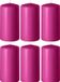 Enlightening Candles 6x Fuchsia roze bougies cylindriques/bougies coniques 6 x 8 cm 27 heures de combustion - Bougies sans parfum fuchsia roze - Décorations d'intérieur