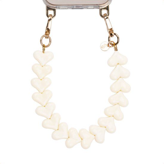 Selencia Universeel Hartjes Polskoord - Telefoon Ketting - GSM Koord - Beige