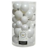 Decoris boules de Noël - 60x pc - blanc - 4-5-6 cm - plastique - décoration de Noël