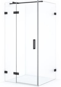 Maxaro Diamond Douchecabine 100x100 cm Zwart chroom Helder glas Draaideur Vierkant