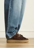 Manfield Dames Donkerbruine Suède Veterboots Maat 40