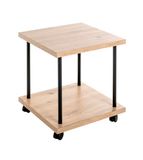 HAKU Bijzettafel op wielen eiken licht zwart MDF plaat metalen onderstel serveerwagen verrijdbaar - Maat: B 40 cm x H 45 cm x D 40 cm, Stijl: Modern