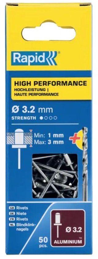 Rapid Klinknagels 5001528 Boor Ø 3,2 x 6 mm Aluminium (50 Stuks)