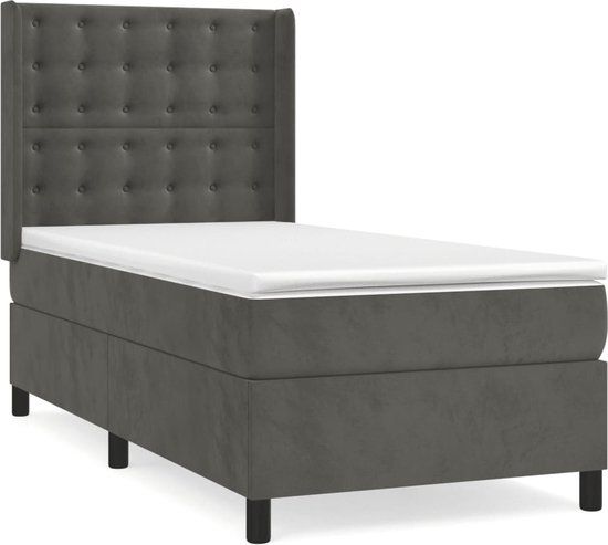 vidaXL Boxspring met matras fluweel donkergrijs 90x200 cm
