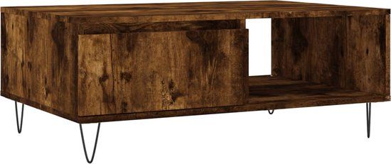 vidaXL Salontafel 90x60x35 cm bewerkt hout gerookt eikenkleurig