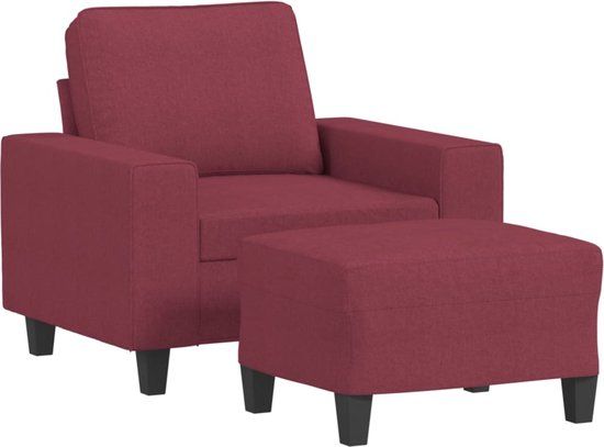 vidaXL Fauteuil met voetenbank stof wijnrood